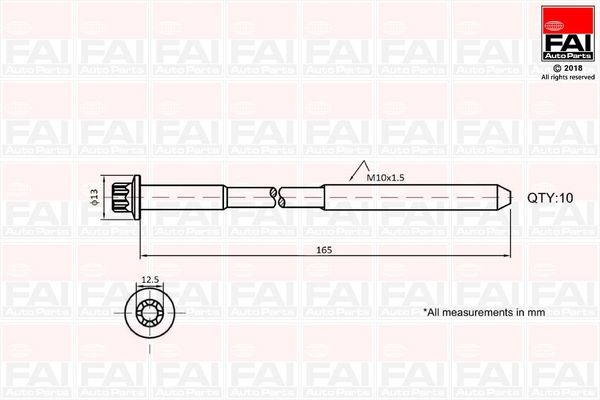 FAI AUTOPARTS Комплект болтов головки цилидра B1465